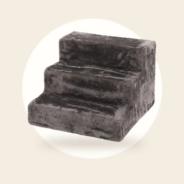 Hondentrap Easy Step Grijs - opvouwbare instaphulp met pluche hoes