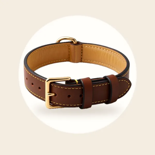Brute Strength - Luxe leren halsband hond - Bruin - L - (46