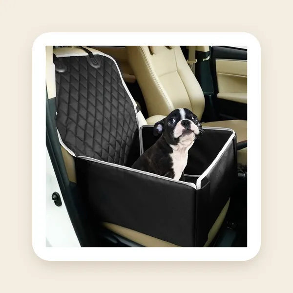 Autostoel Hond - Hondenmand Auto - Hondenstoel Auto - Zwart met Wit