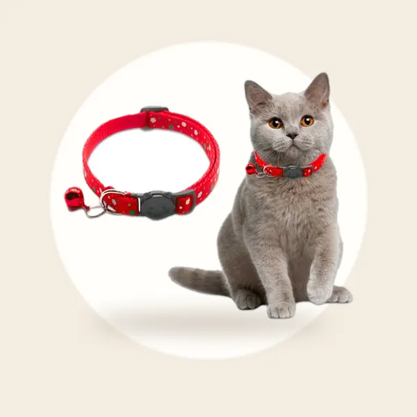 LUQ - Kattenhalsband - Kerst - Rood - Veiligheidssluiting - Kattenbandje