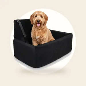 Goldcave Hondenmand Auto - Gordel & Dubbele Riem - Luxe Velvet Zwart