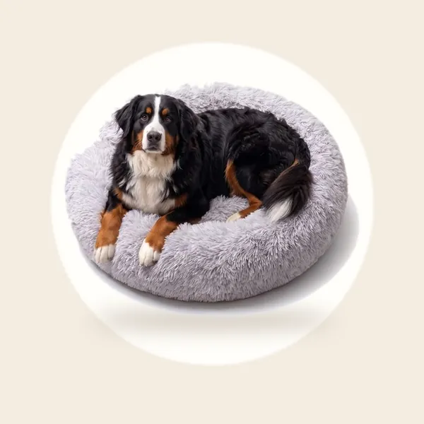 Pebble Orthopedische Donut Hondenmand - Pluche - Grijs - Afneembaar